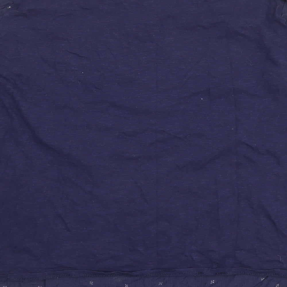 Marks and Spencer Womens Blue Geometric Viscose Basic Blouse Size 16 Round Neck