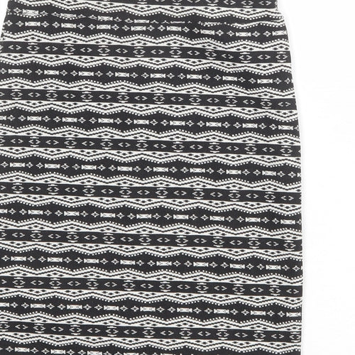 Stradivarius Womens Black Geometric Polyester A-Line Skirt Size S