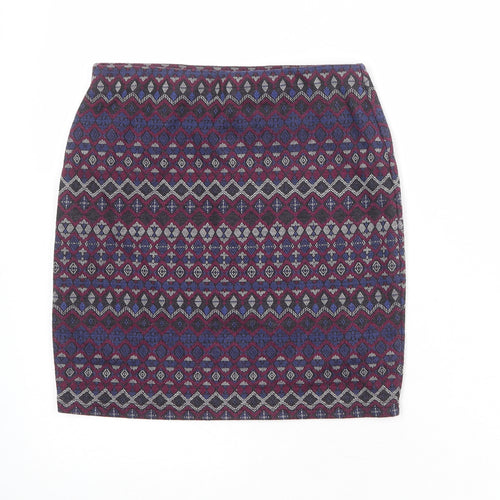New Look Womens Multicoloured Geometric Polyester Bandage Skirt Size 10