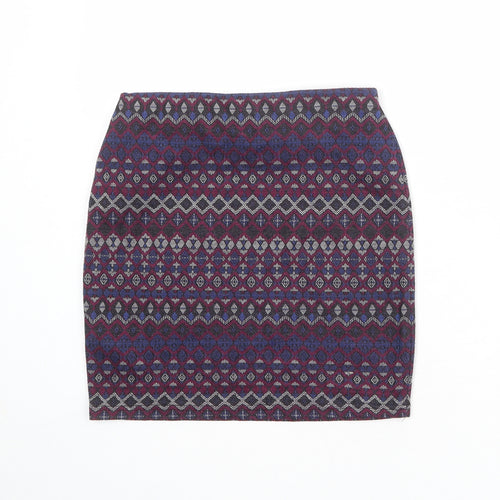 New Look Womens Multicoloured Geometric Polyester Bandage Skirt Size 10