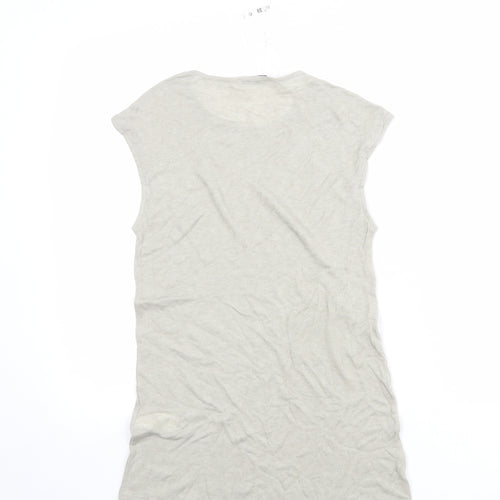 Zara Womens Grey Lyocell Basic T-Shirt Size M Round Neck