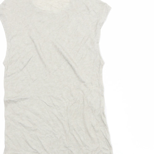 Zara Womens Grey Lyocell Basic T-Shirt Size M Round Neck
