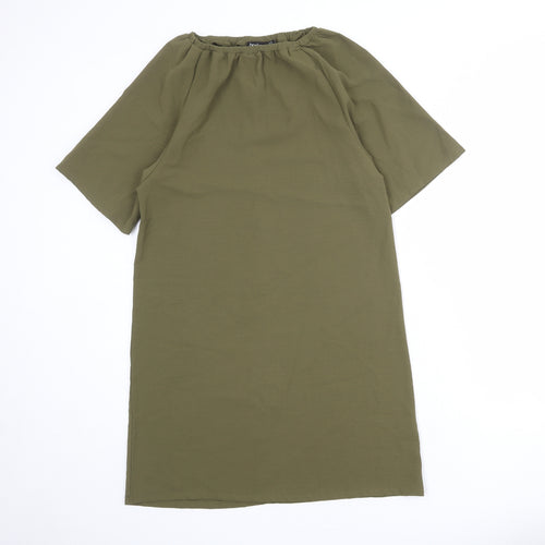 Boohoo Womens Green Polyester A-Line Size 6 Boat Neck Pullover