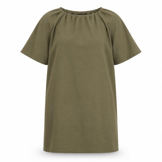 Front view of Boohoo women’s green polyester a-line, size UK 6, boat neck pullover