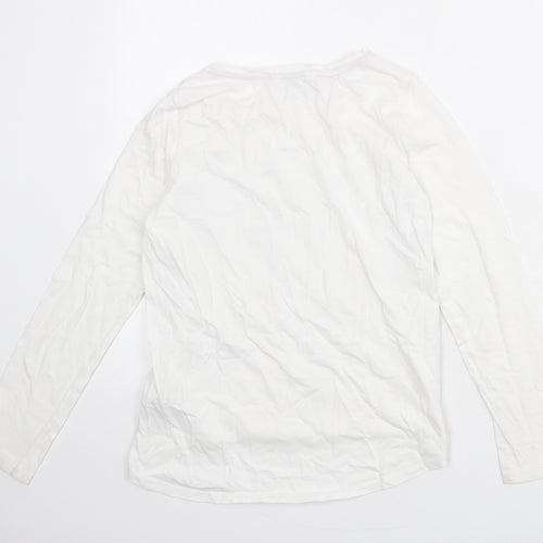 Jasper Conran Girls White Geometric 100% Cotton Basic T-Shirt Size 11-12 Years Round Neck Pullover - Horses Print