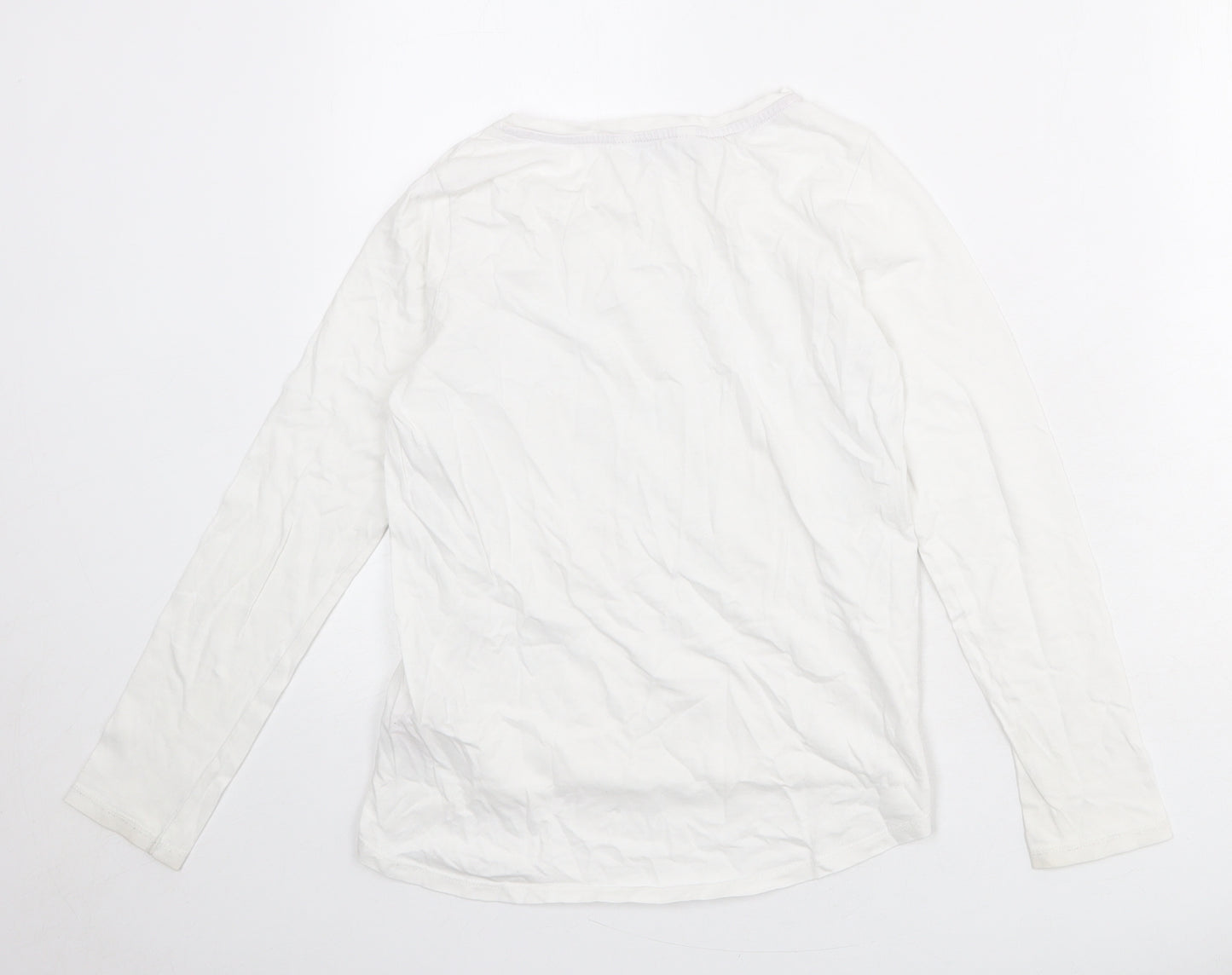 Jasper Conran Girls White Geometric 100% Cotton Basic T-Shirt Size 11-12 Years Round Neck Pullover - Horses Print