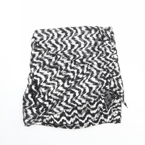 Zara Womens Silver Geometric Polyester A-Line Skirt Size XS Zip