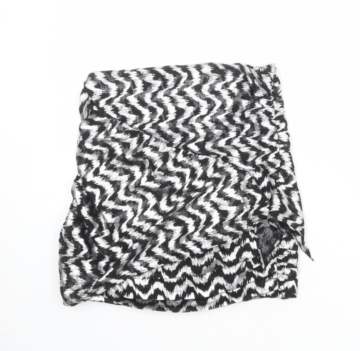 Zara Womens Silver Geometric Polyester A-Line Skirt Size XS Zip