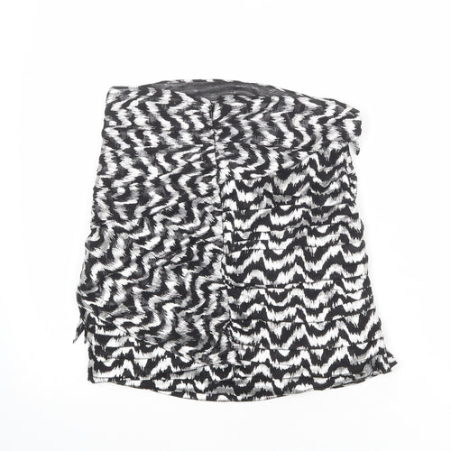 Zara Womens Silver Geometric Polyester A-Line Skirt Size XS Zip