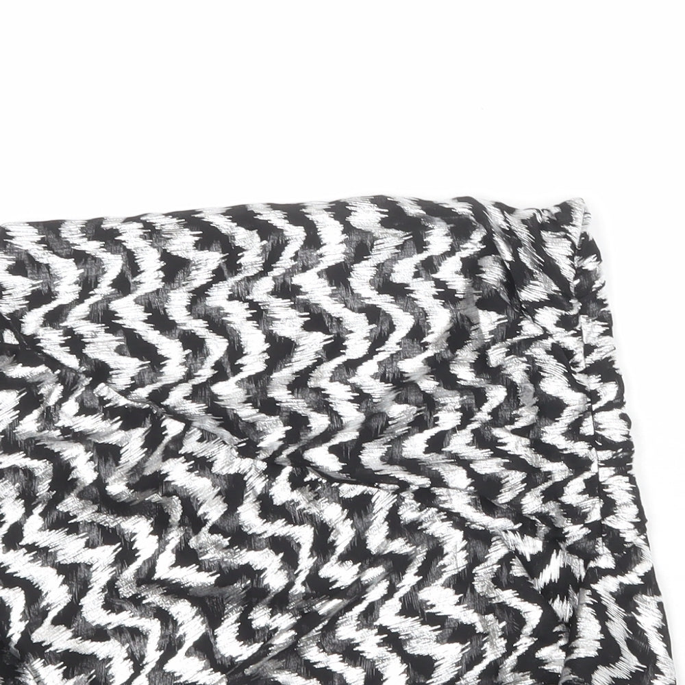 Zara Womens Silver Geometric Polyester A-Line Skirt Size XS Zip