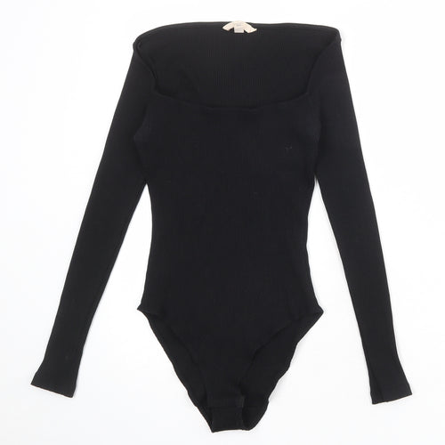 H&M Womens Black Viscose Bodysuit One-Piece Size 12 Pullover
