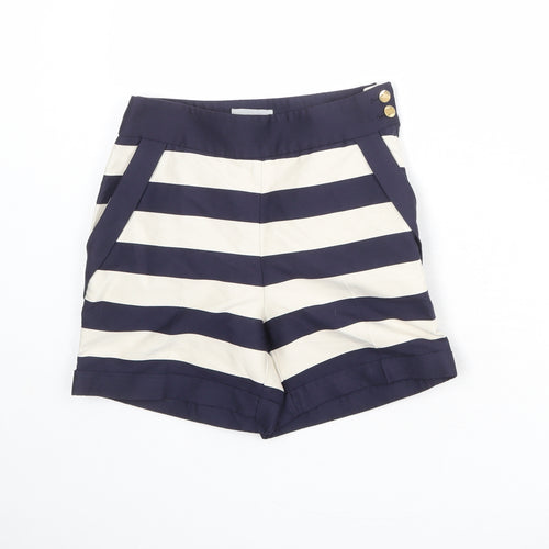 H&M Womens Blue Striped Polyester Sailor Shorts Size 4 Regular Zip