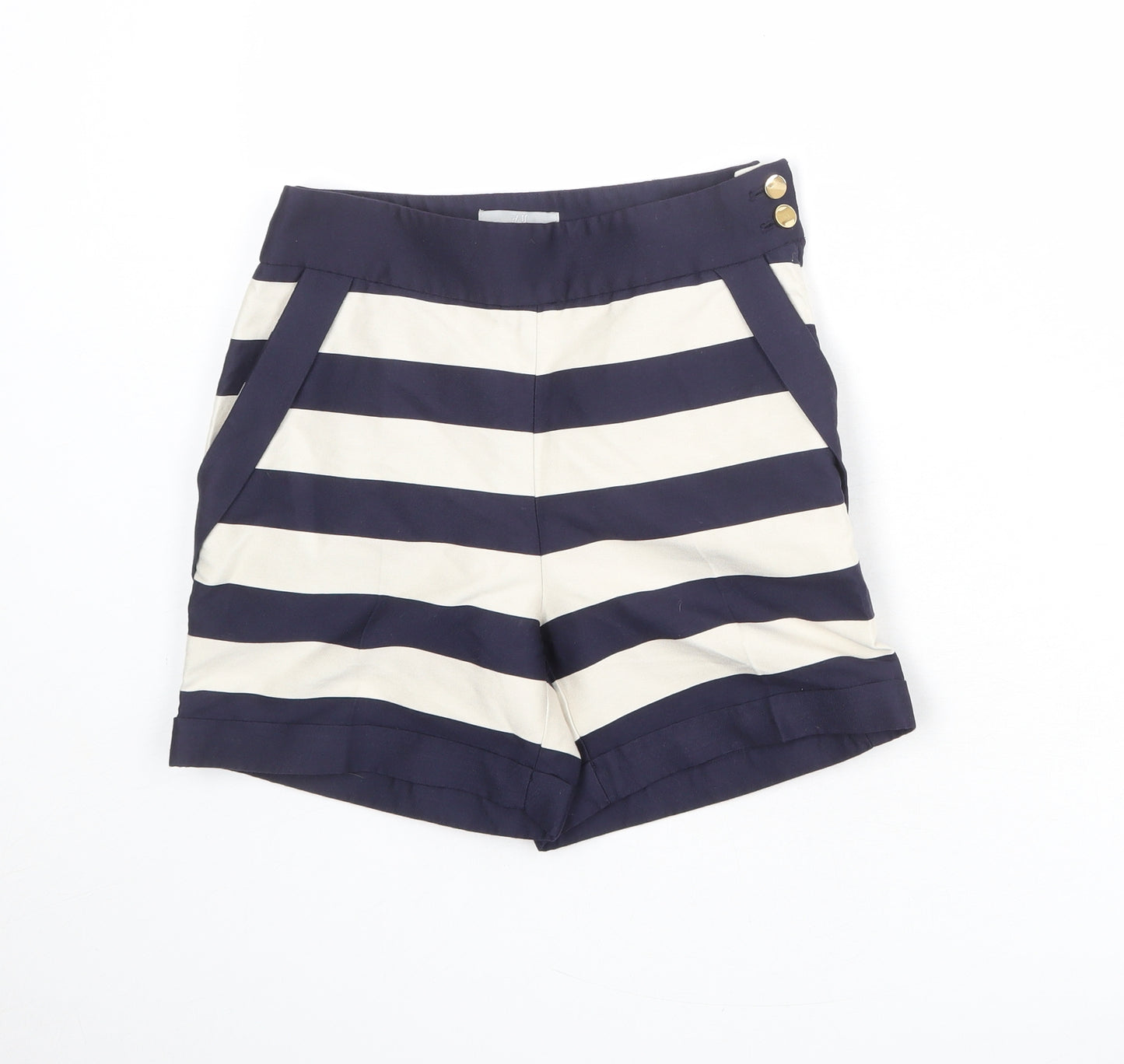 H&M Womens Blue Striped Polyester Sailor Shorts Size 4 Regular Zip
