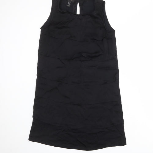 Mango Womens Black Polyester Shift Size M Round Neck Button