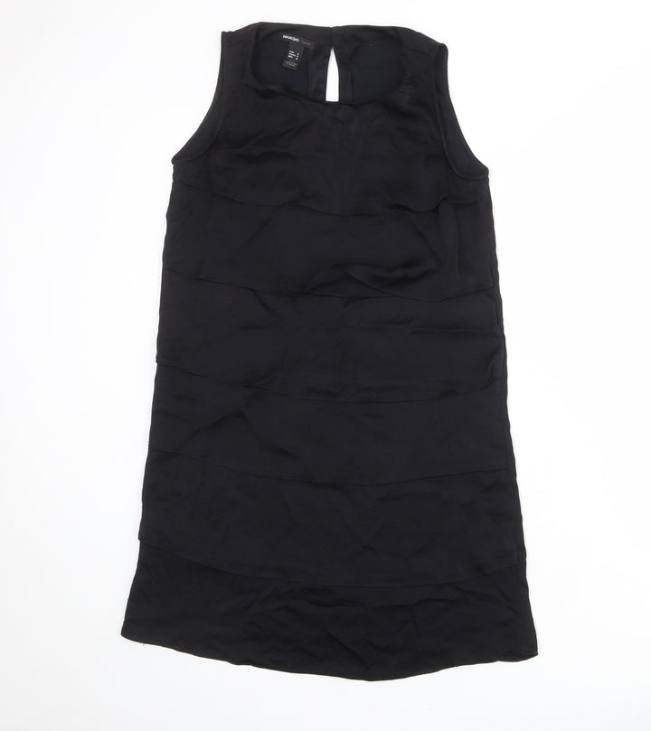 Mango Womens Black Polyester Shift Size M Round Neck Button