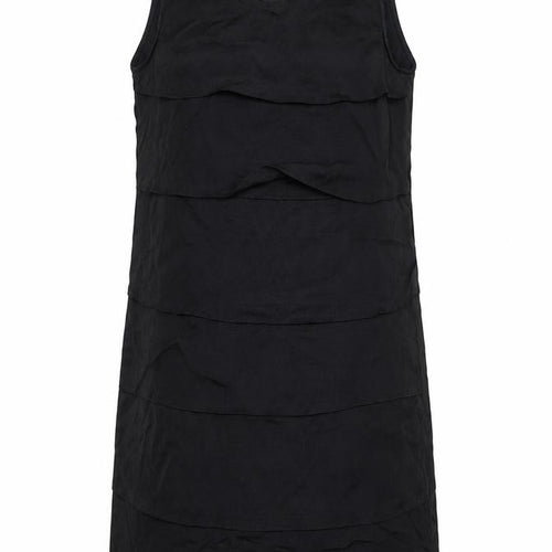 Mango Womens Black Polyester Shift Size M Round Neck Button