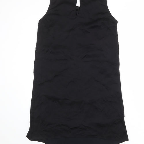 Mango Womens Black Polyester Shift Size M Round Neck Button