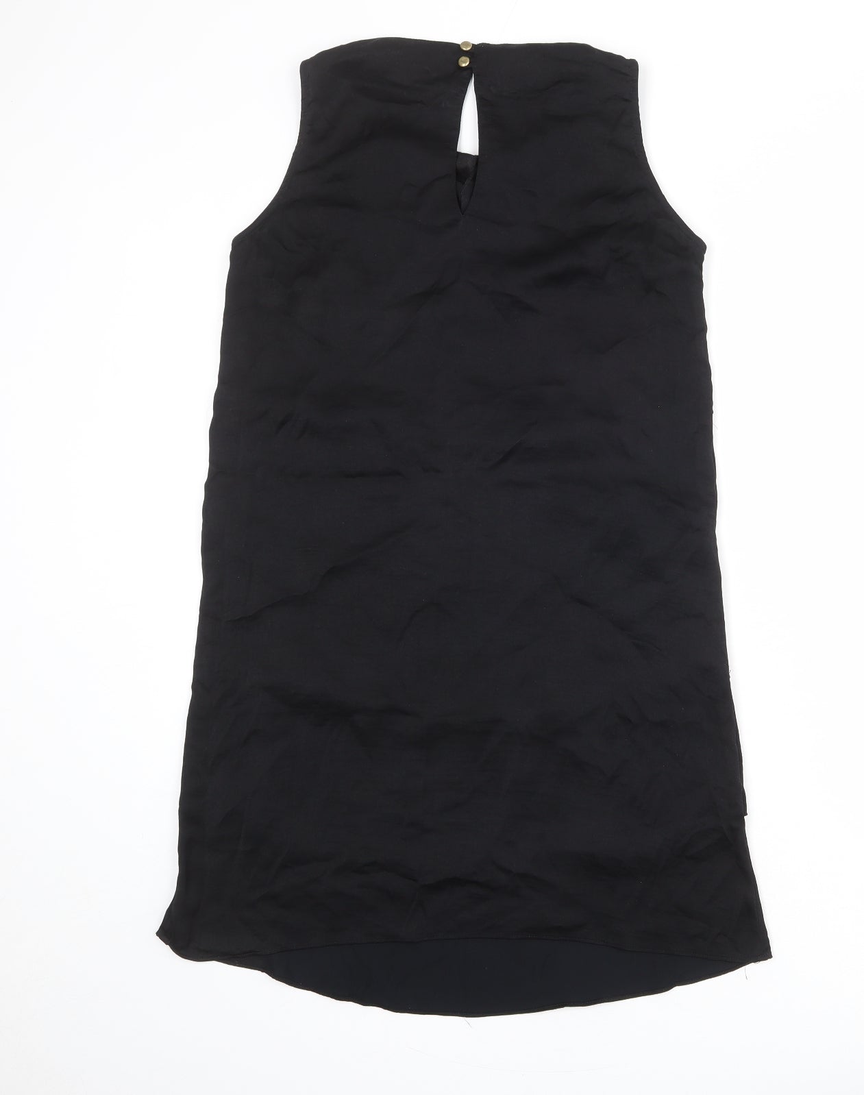 Mango Womens Black Polyester Shift Size M Round Neck Button