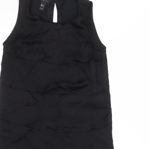 Mango Womens Black Polyester Shift Size M Round Neck Button