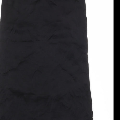 Mango Womens Black Polyester Shift Size M Round Neck Button