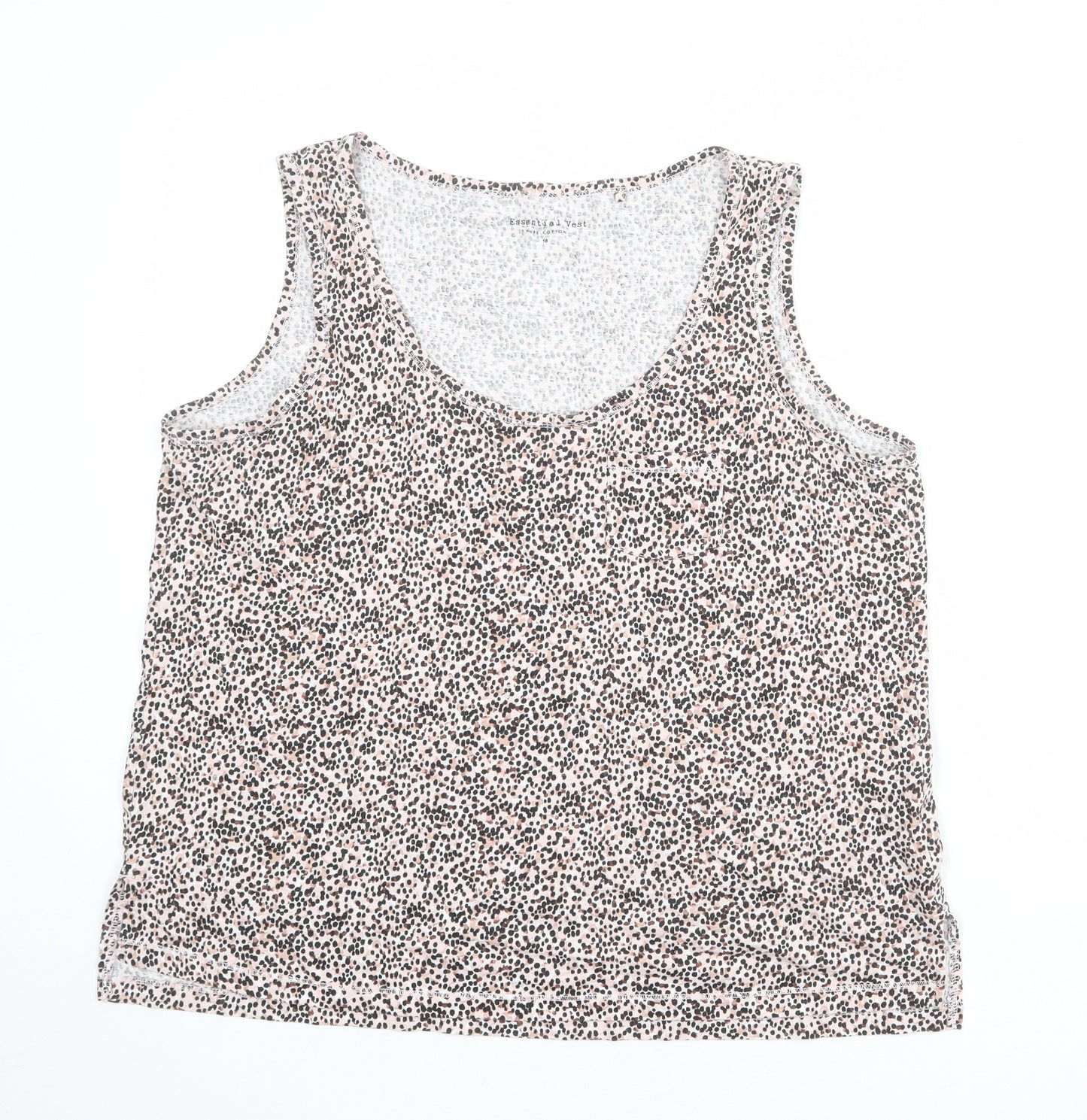 Debenhams Womens Multicoloured Geometric 100% Cotton Basic Tank Size 18 Scoop Neck