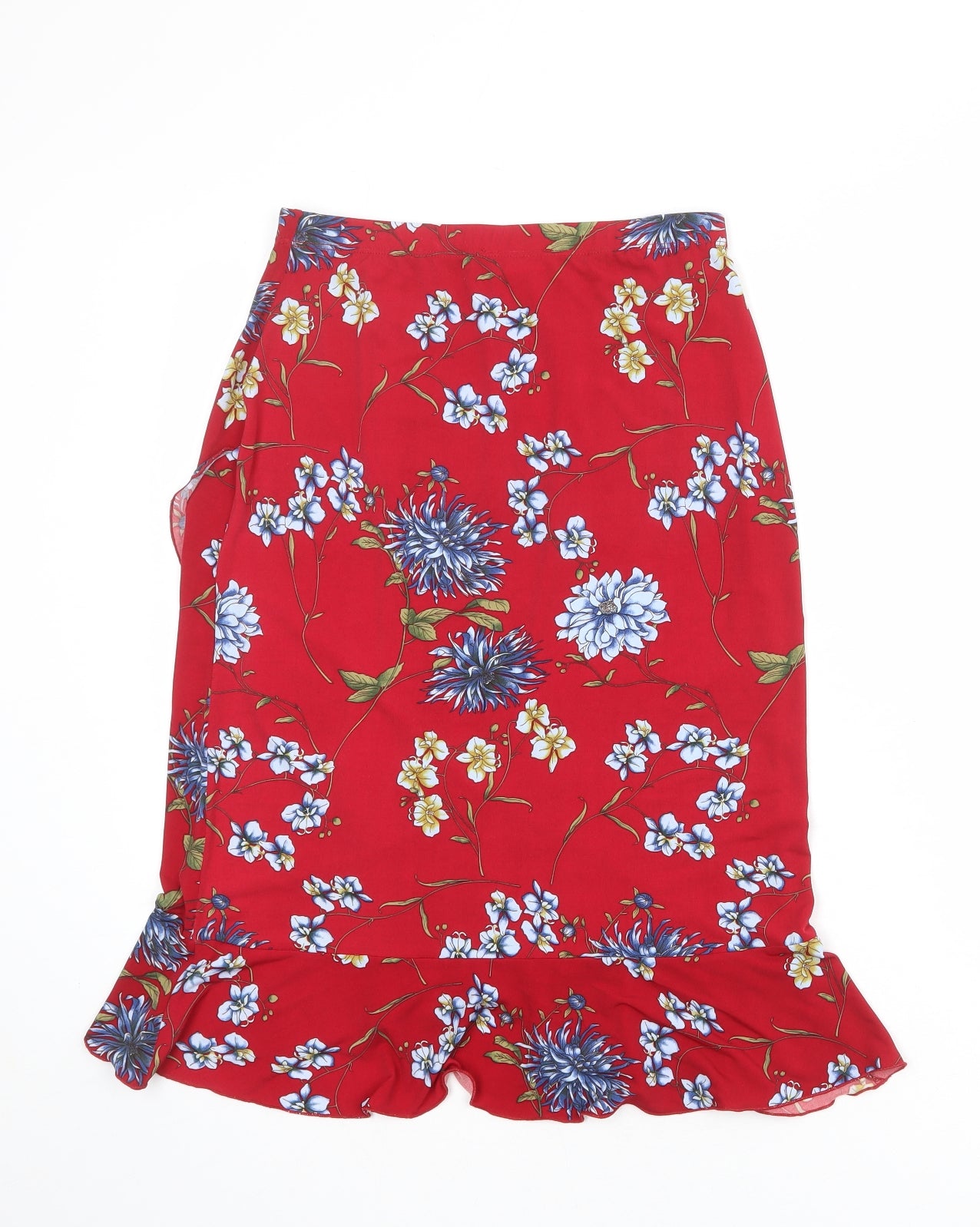 Kim & Co Womens Red Floral Polyester Trumpet Skirt Size S