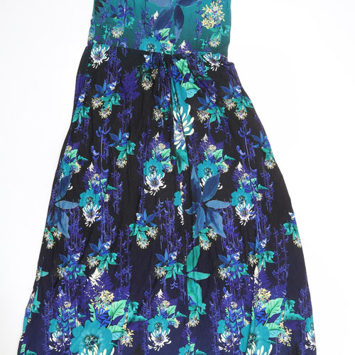 Monsoon Womens Multicoloured Floral Viscose Maxi Size 14 V-Neck Pullover