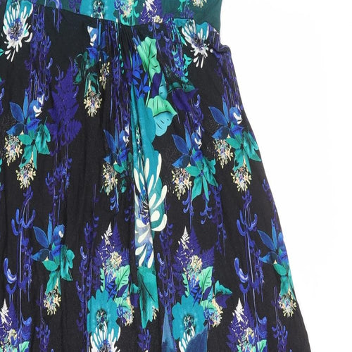 Monsoon Womens Multicoloured Floral Viscose Maxi Size 14 V-Neck Pullover