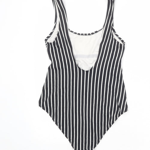 H&M Womens Black Striped Polyamide One Piece Size 12