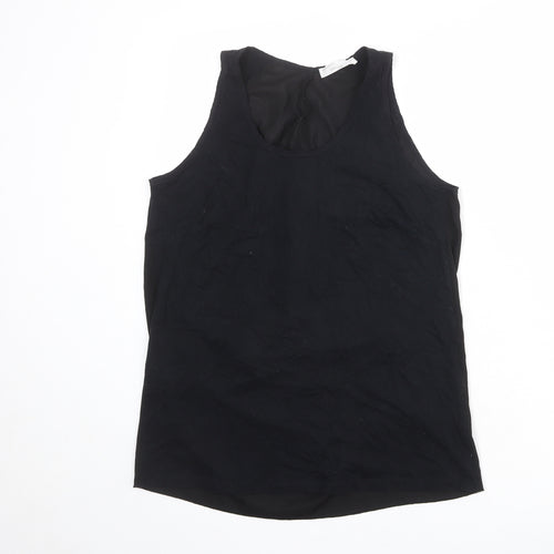 Zara Womens Black Cotton Basic Tank Size M Scoop Neck