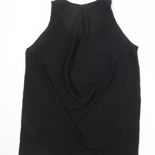 Zara Womens Black Cotton Basic Tank Size M Scoop Neck