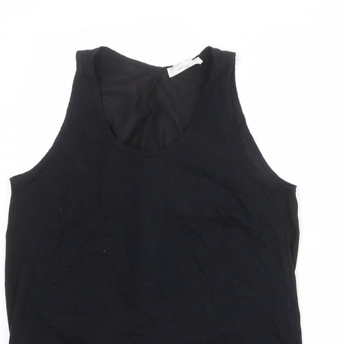 Zara Womens Black Cotton Basic Tank Size M Scoop Neck