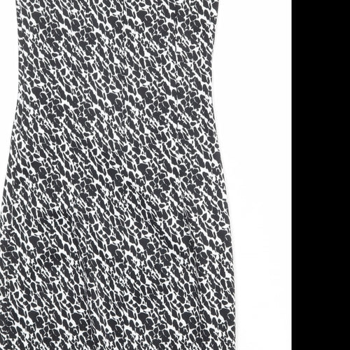 H&M Womens Black Geometric Polyester Shift Size S Round Neck Zip