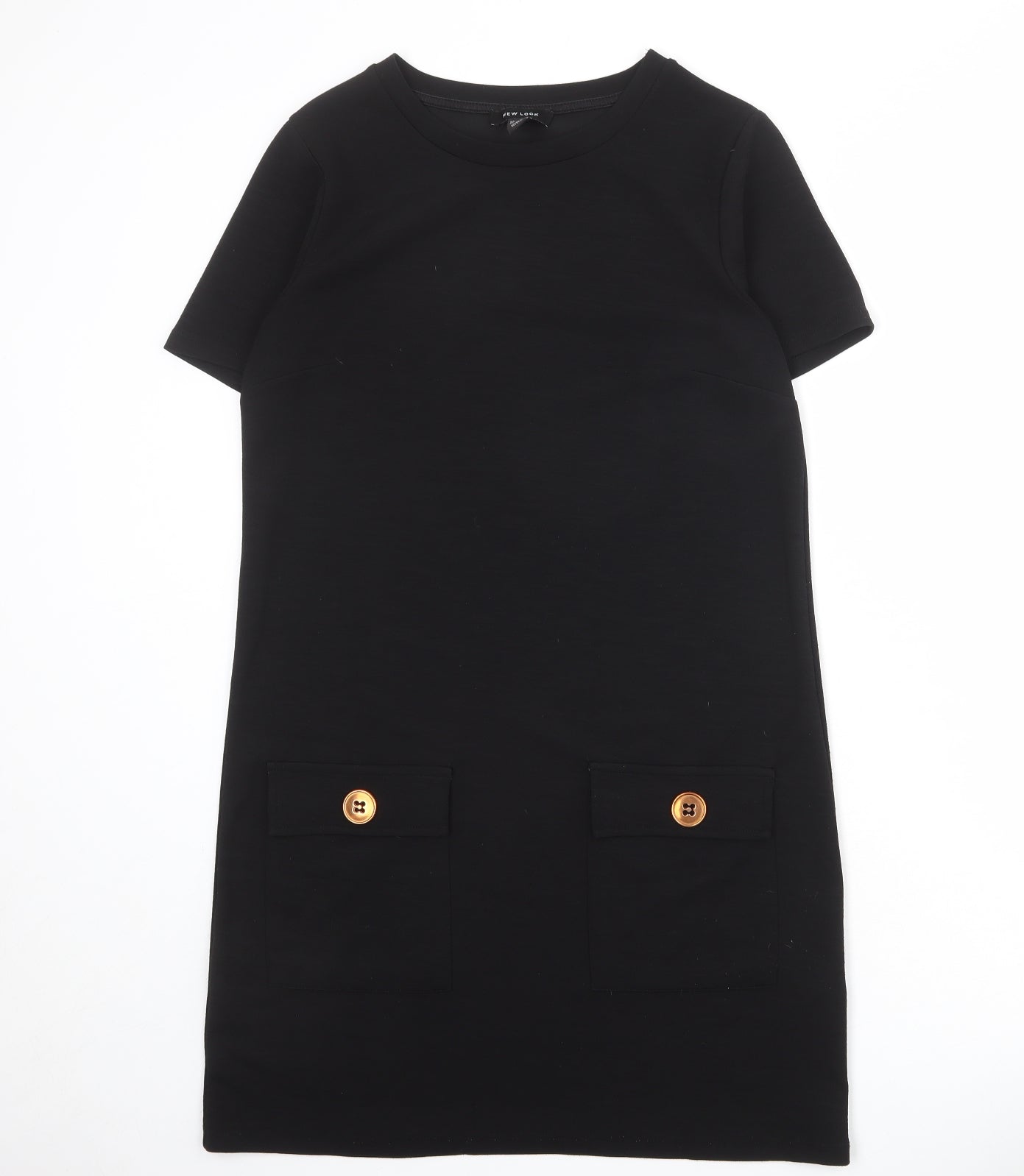 New Look Womens Black Polyester Shift Size 10 Round Neck Pullover