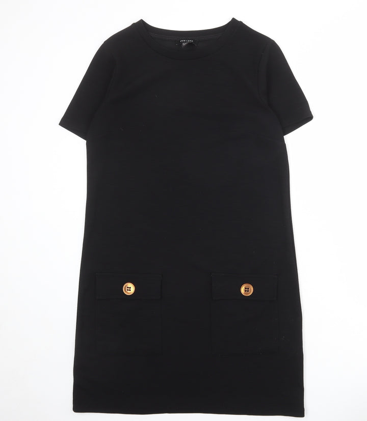 New Look Womens Black Polyester Shift Size 10 Round Neck Pullover