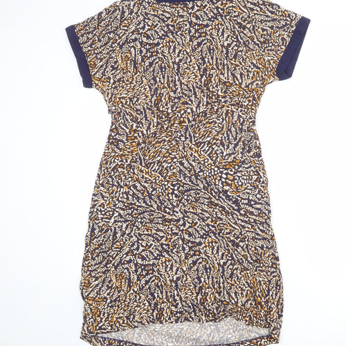 Marks and Spencer Womens Multicoloured Animal Print Viscose A-Line Size 10 V-Neck Zip - Tiger pattern