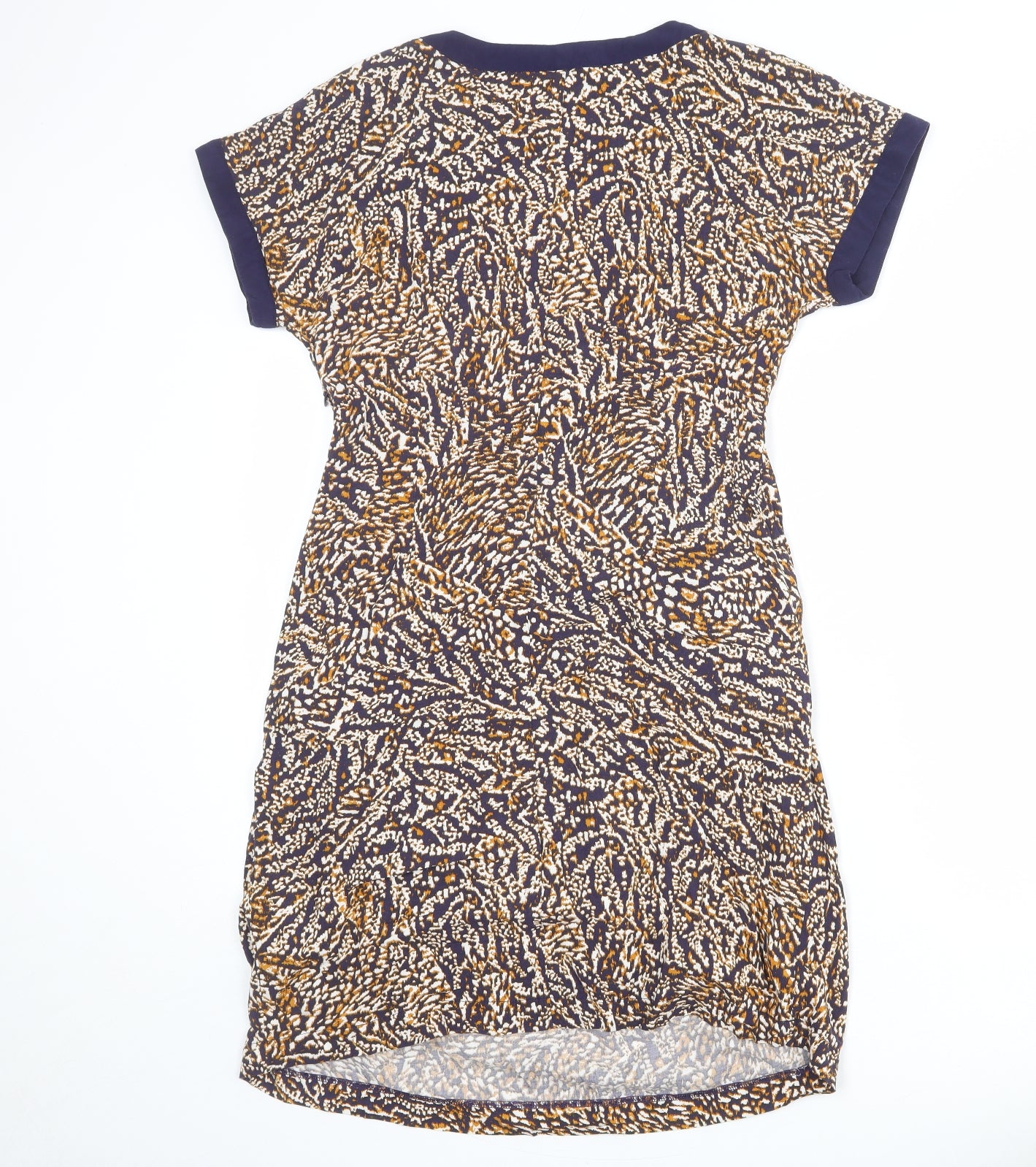 Marks and Spencer Womens Multicoloured Animal Print Viscose A-Line Size 10 V-Neck Zip - Tiger pattern