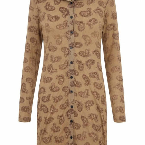 Motel Womens Brown Paisley Polyester Shirt Dress Size M Collared Button