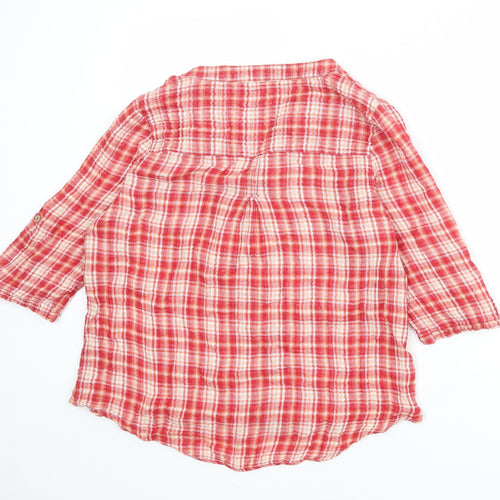 Velvet Heart Womens Red Plaid Cotton Basic Blouse Size L V-Neck
