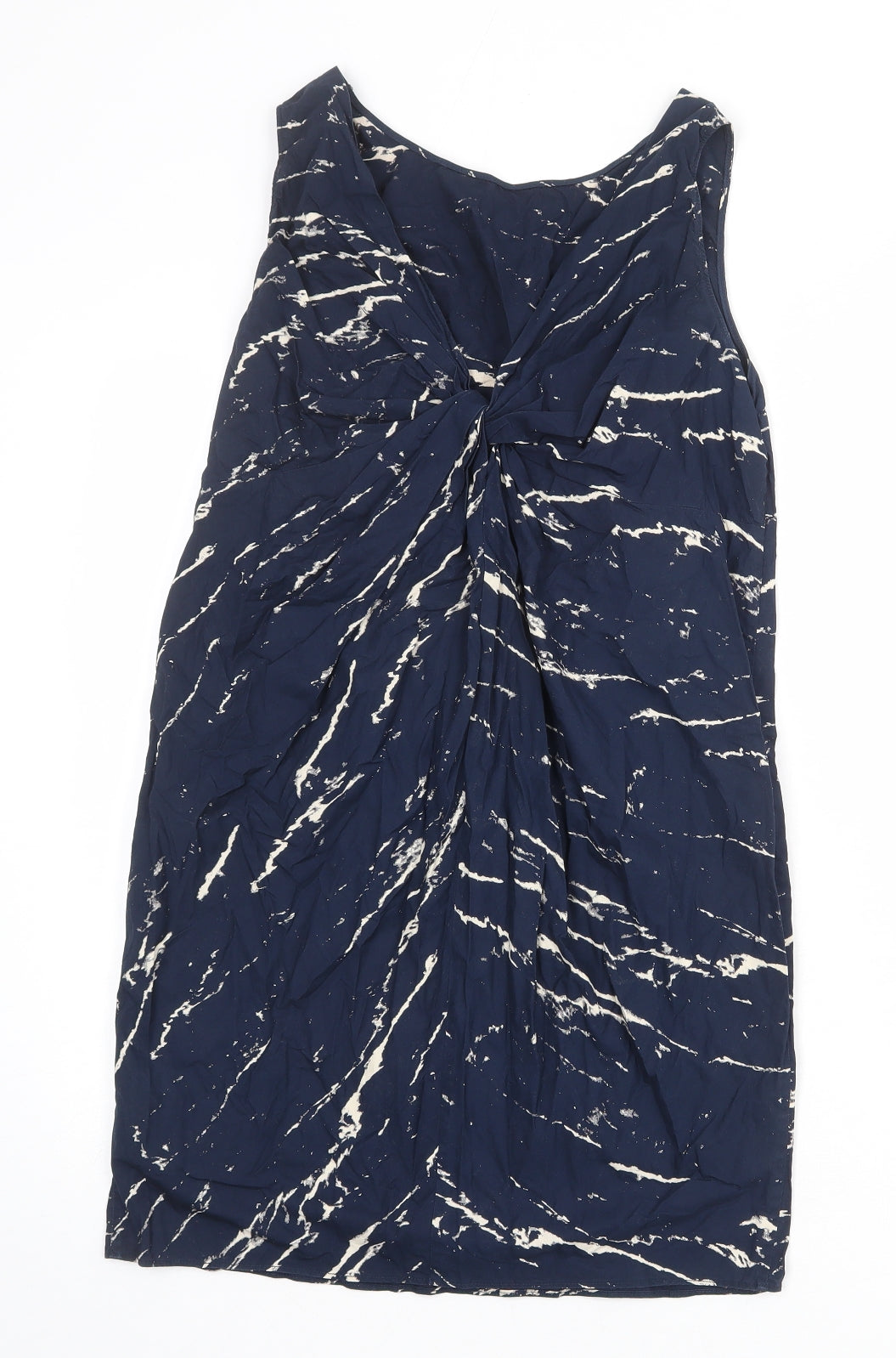 Gap Womens Blue Geometric 100% Cotton Shift Size S Round Neck Pullover - Twist Detail on Back