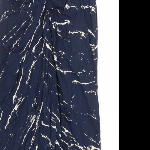 Gap Womens Blue Geometric 100% Cotton Shift Size S Round Neck Pullover - Twist Detail on Back