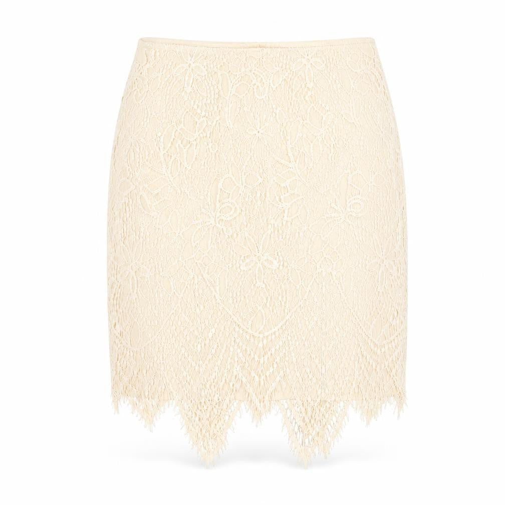 Front view of Missguided women’s pink geometric polyester a-line skirt, size UK 10, zip