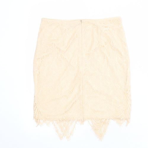 Missguided Womens Pink Geometric Polyester A-Line Skirt Size 10 Zip