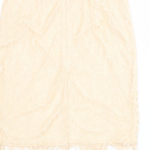 Missguided Womens Pink Geometric Polyester A-Line Skirt Size 10 Zip
