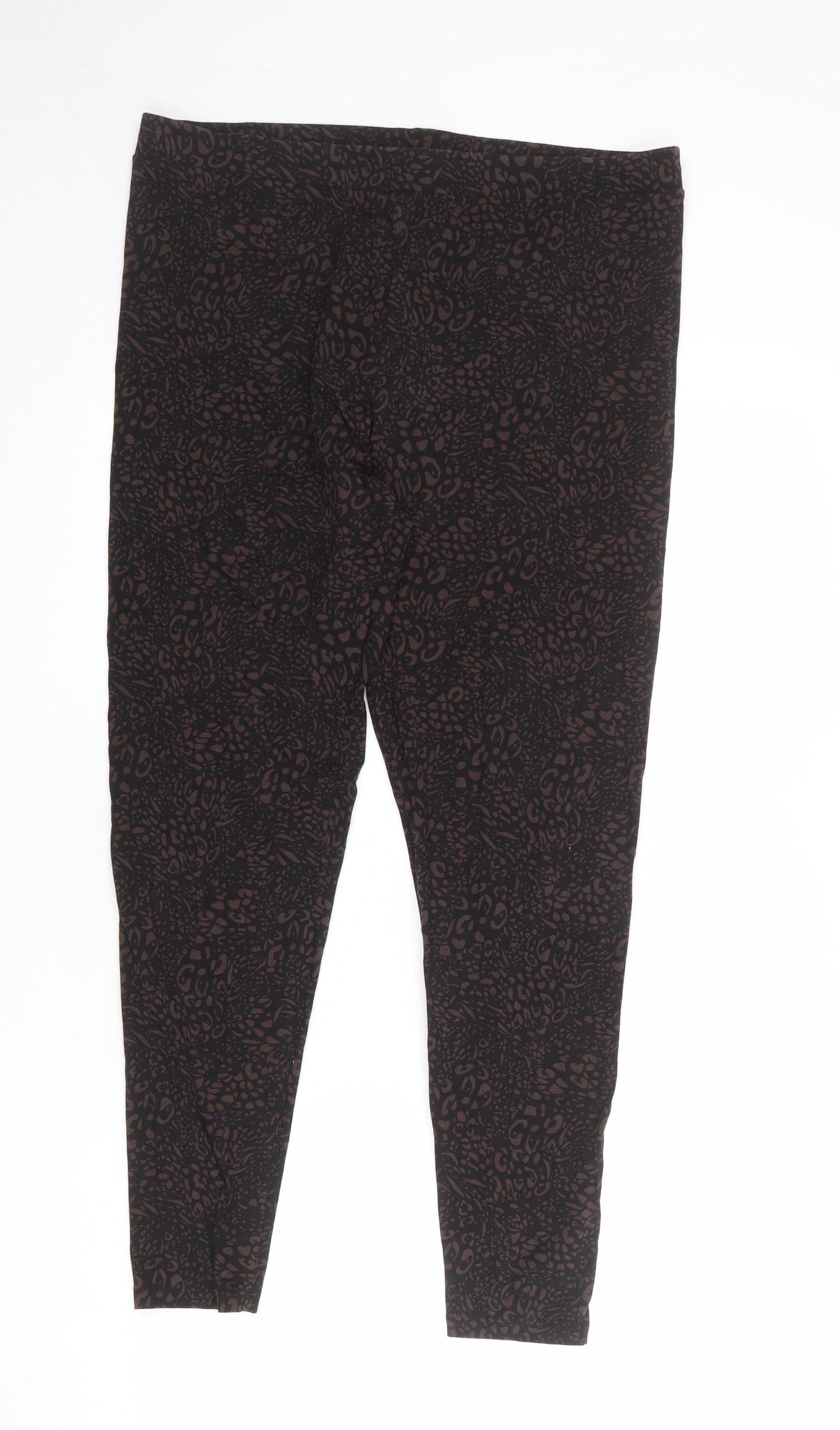 Marks and Spencer Womens Black Geometric Cotton Jogger Leggings Size 18