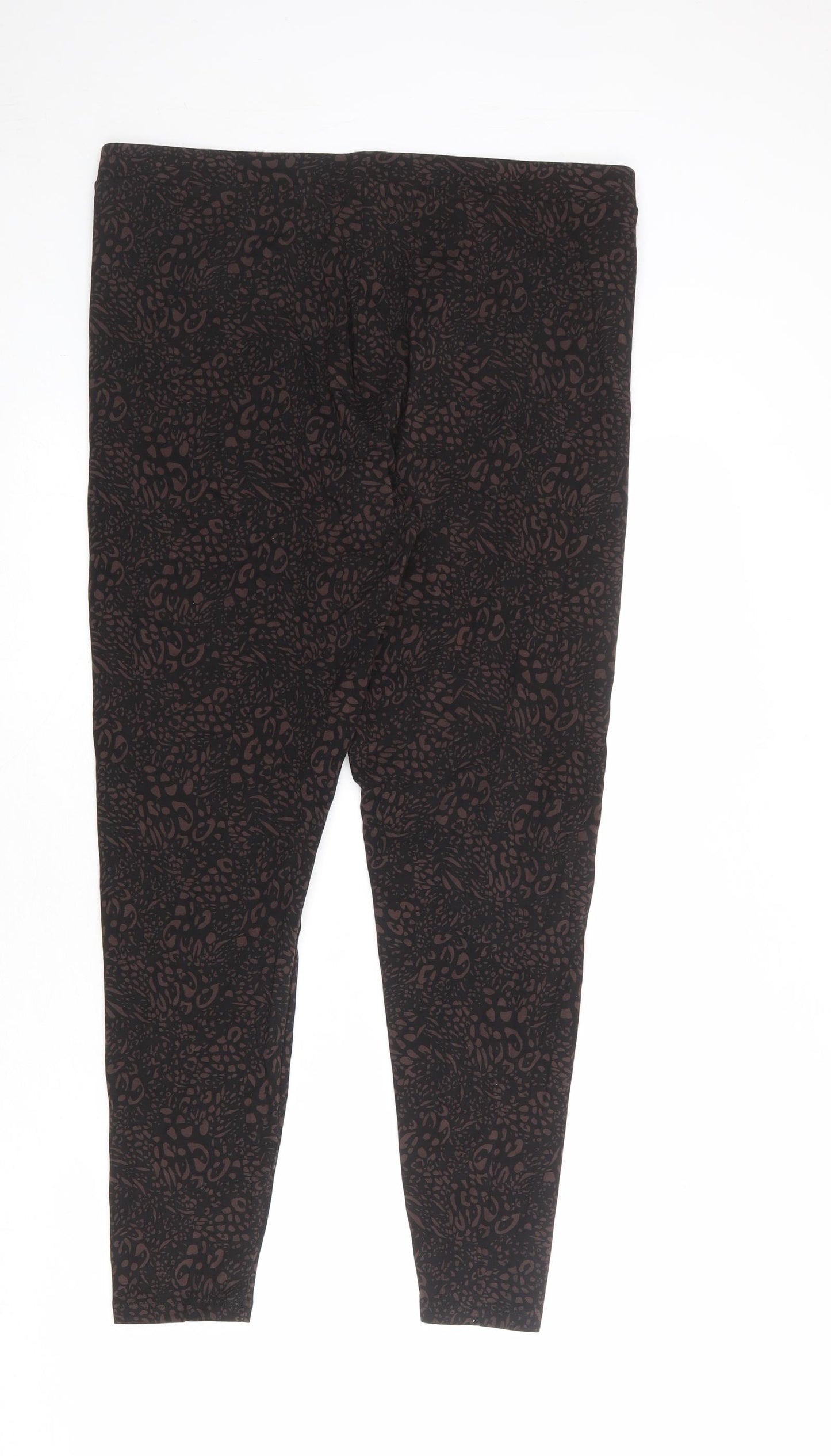 Marks and Spencer Womens Black Geometric Cotton Jogger Leggings Size 18