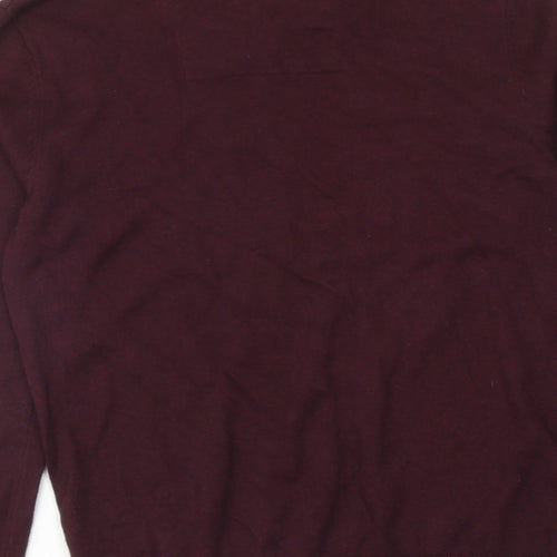 Charles Wilson Mens Red V-Neck Cotton Pullover Jumper Size M Long Sleeve