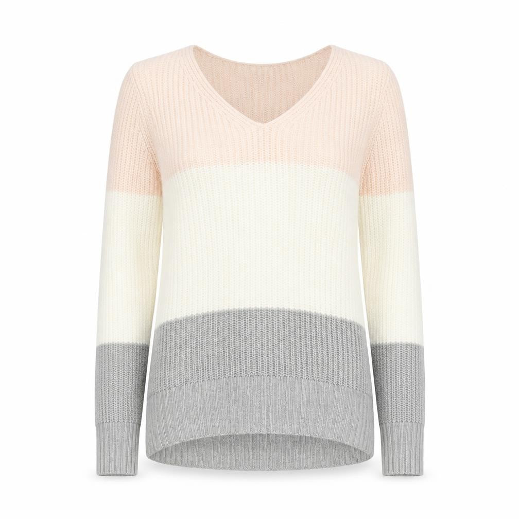 TALLY WEiJL Womens Multicoloured V-Neck Striped Acrylic Pullover Jumper Size XS