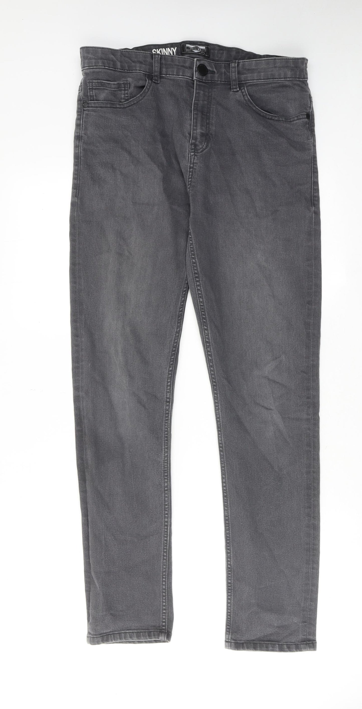 NEXT Boys Grey Cotton Skinny Jeans Size 16 Years Regular Zip