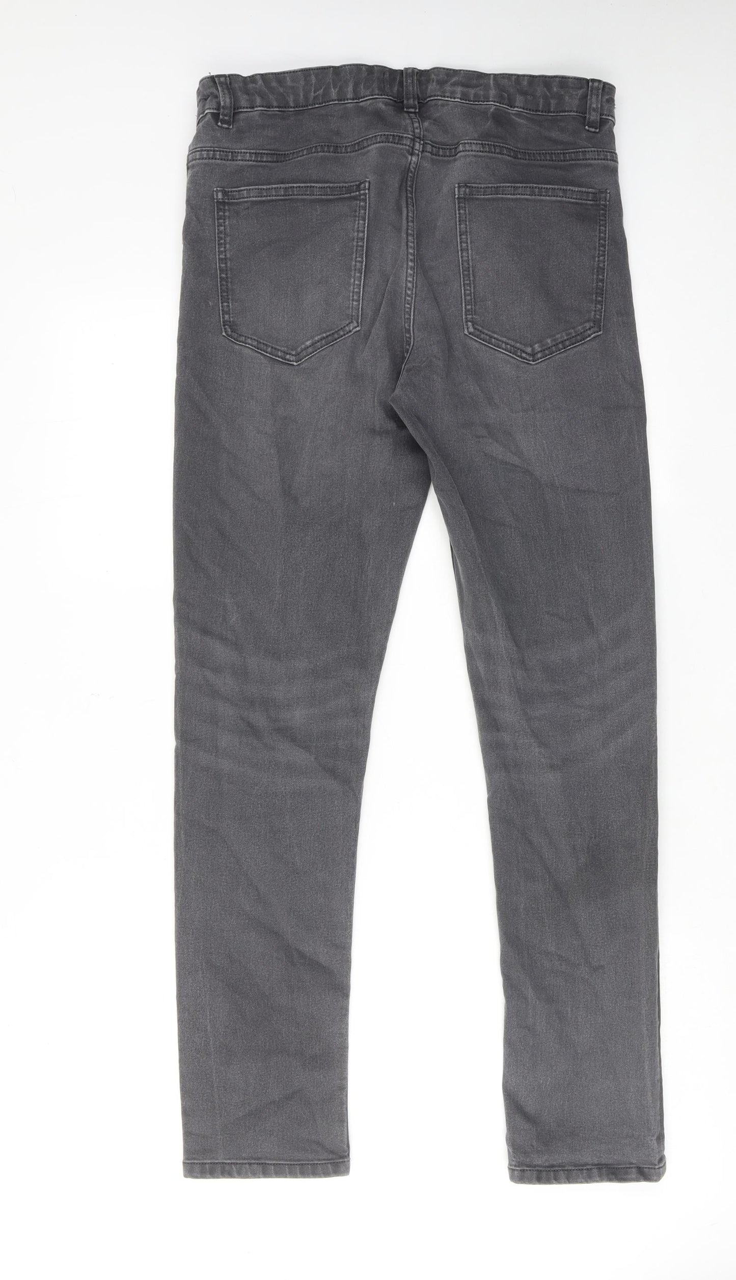 NEXT Boys Grey Cotton Skinny Jeans Size 16 Years Regular Zip